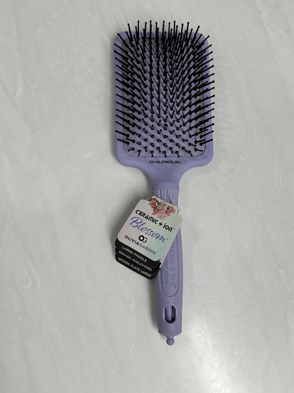 Olivia Garden Ceramic + Ion Blossom Lavender Large Paddle Brush